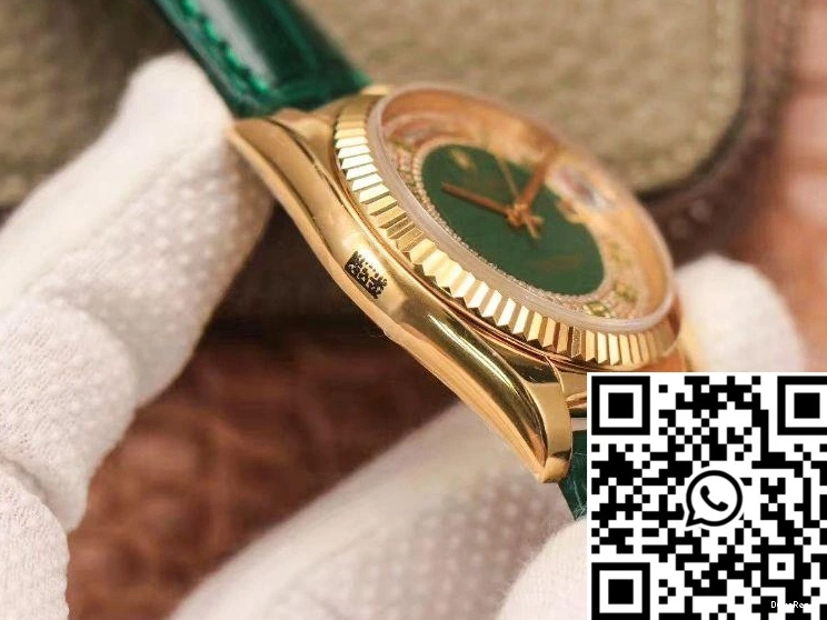 dial Gypsophila Day-Date Green watch 36mm Diamond Gold Rolex Enamel Replica 0312